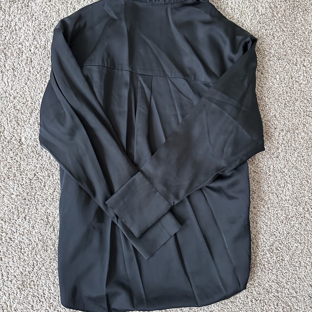 Abercrombie & Fitch Black Oversized Satin Button-Up Shirt - Picture 4 of 4